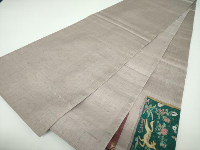 平和屋着物●中国三大刺繍 相良刺繍 太鼓柄袋帯 紬地 鳥獣更紗花文 金彩 金通し地 正絹 逸品 DABB4449ps