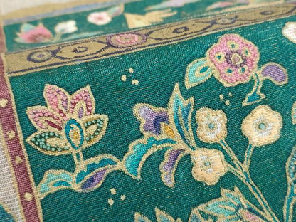 平和屋着物●中国三大刺繍 相良刺繍 太鼓柄袋帯 紬地 鳥獣更紗花文 金彩 金通し地 正絹 逸品 DABB4449ps