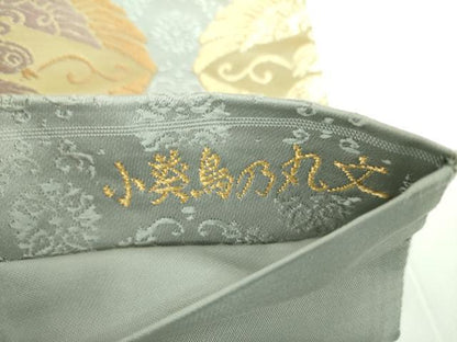 平和屋着物●六通柄袋帯 唐織 小葵鳥乃丸文 金糸 正絹 逸品 DABB4453ps