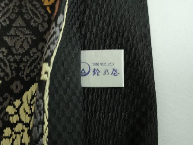平和屋着物●六通柄袋帯 唐織 鳳凰花丸文 黒地 鈴乃屋扱い 正絹 逸品 DABB4464ps