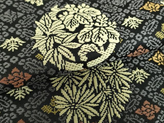 平和屋着物●六通柄袋帯 唐織 鳳凰花丸文 黒地 鈴乃屋扱い 正絹 逸品 DABB4464ps