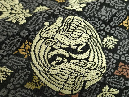 平和屋着物●六通柄袋帯 唐織 鳳凰花丸文 黒地 鈴乃屋扱い 正絹 逸品 DABB4464ps