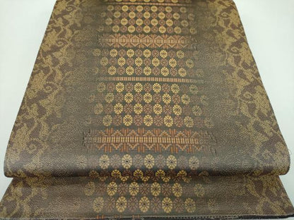 平和屋着物●京の名門・菱屋六右ェ門 両面 全通柄袋帯 幻の織 名物裂花文 金糸 正絹 逸品 未使用 DABB4467ps