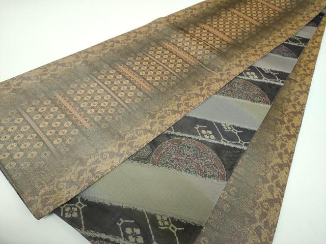 平和屋着物●京の名門・菱屋六右ェ門 両面 全通柄袋帯 幻の織 名物裂花文 金糸 正絹 逸品 未使用 DABB4467ps