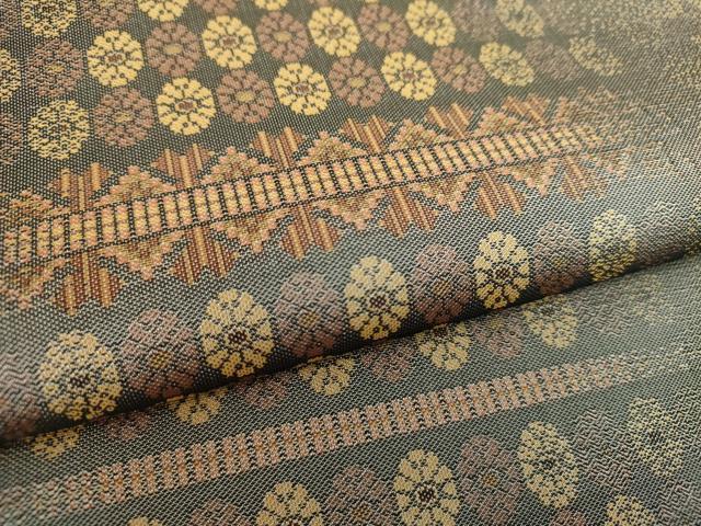平和屋着物●京の名門・菱屋六右ェ門 両面 全通柄袋帯 幻の織 名物裂花文 金糸 正絹 逸品 未使用 DABB4467ps