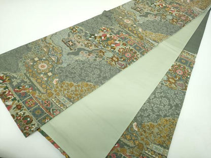 平和屋着物●六通柄袋帯 唐織 道長正倉院花鳥文 金糸 正絹 逸品 DABB4490ps