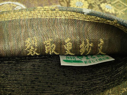 平和屋着物▽六通柄袋帯 スリーシーズン 春夏秋 櫛織り 裂取更紗文 金糸 やまと誂製 正絹 逸品 DABB4494ps