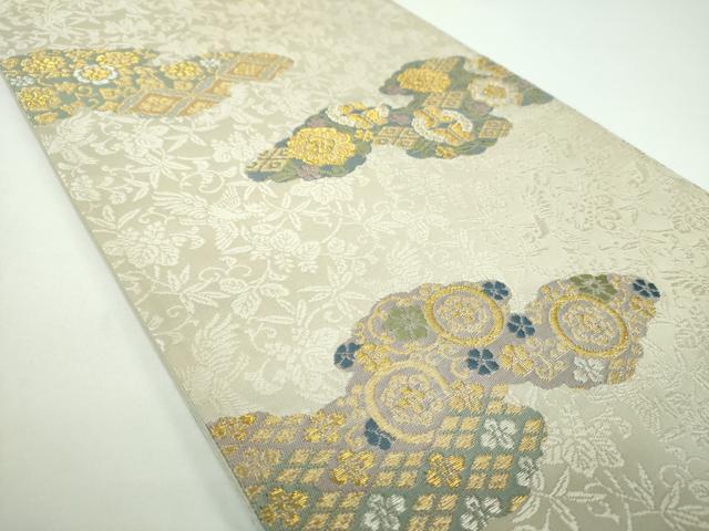 平和屋着物●六通柄袋帯 唐織 雲取り花文 桐竹鳳凰 金銀糸 正絹 逸品 DABB4496ps