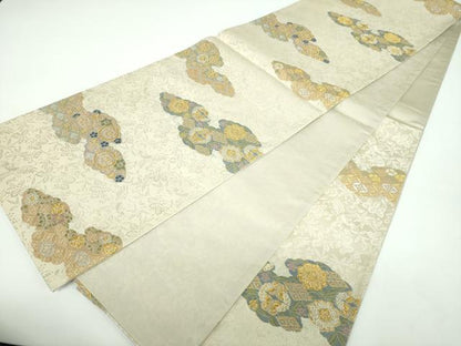 平和屋着物●六通柄袋帯 唐織 雲取り花文 桐竹鳳凰 金銀糸 正絹 逸品 DABB4496ps