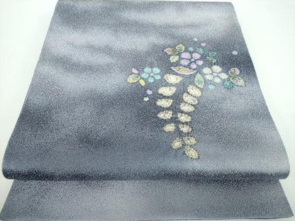 平和屋着物●太鼓柄袋帯 絞り 辻が花 銀通し地 正絹 逸品 DABB4502ps
