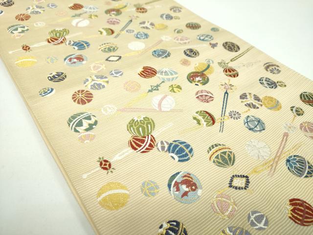平和屋着物●西陣の老舗　1782年創業　山下織物　六通柄袋帯　唐織　毬とかんざし　金銀糸　正絹　逸品　未使用　DABB4511ps