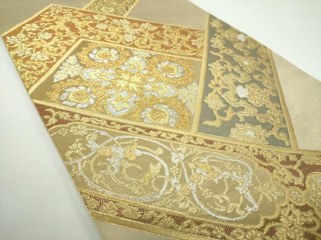 平和屋着物●西陣 川島織物 六通柄 本袋帯 更紗花文 金銀糸 正絹 逸品 DABB4515ps