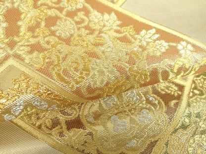 平和屋着物●西陣 川島織物 六通柄 本袋帯 更紗花文 金銀糸 正絹 逸品 DABB4515ps