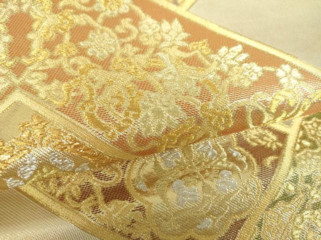 平和屋着物●西陣 川島織物 六通柄 本袋帯 更紗花文 金銀糸 正絹 逸品 DABB4515ps