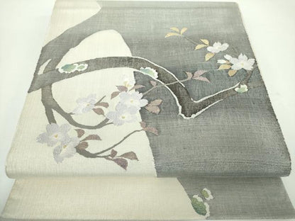平和屋着物●太鼓柄袋帯 すくい織 枝桜 正絹 逸品 DABB4516ps
