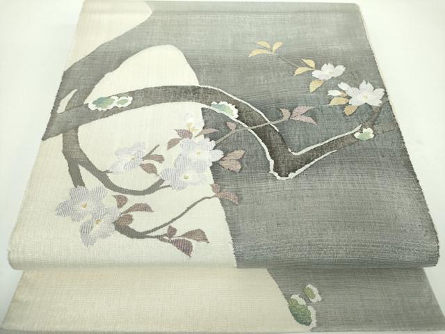平和屋着物●太鼓柄袋帯 すくい織 枝桜 正絹 逸品 DABB4516ps
