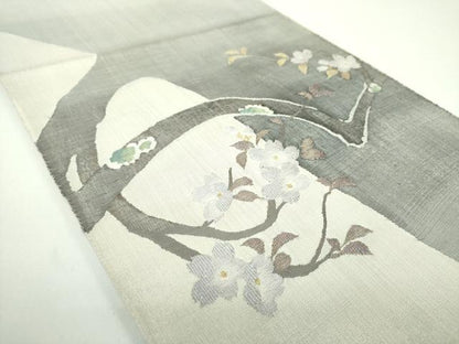 平和屋着物●太鼓柄袋帯 すくい織 枝桜 正絹 逸品 DABB4516ps