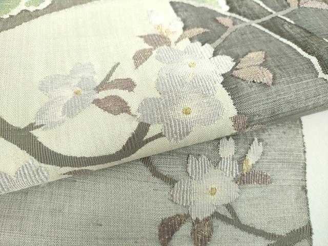平和屋着物●太鼓柄袋帯 すくい織 枝桜 正絹 逸品 DABB4516ps