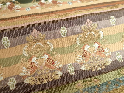 平和屋着物●西陣 河村織物謹製・手織り 六通柄袋帯 飛鳥錦文 金糸 正絹 逸品 DABB4518ps