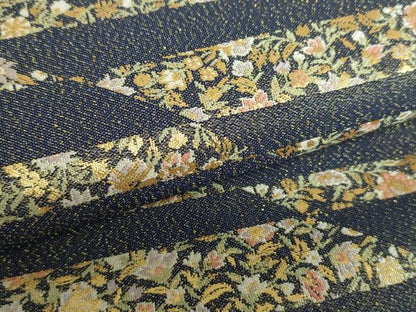 平和屋着物●六通柄袋帯 松涛つづれ 横段更紗花文 金糸 正絹 逸品 DABB4526ps