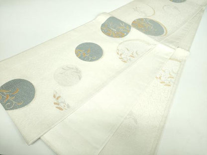 平和屋着物●六通柄袋帯 草葉丸文 金銀糸 正絹 逸品 DABB4529ps