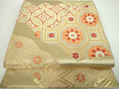 平和屋着物●西陣 川島織物 六通柄 本袋帯 蜀江花文 金糸 正絹 逸品 DABB4533ps