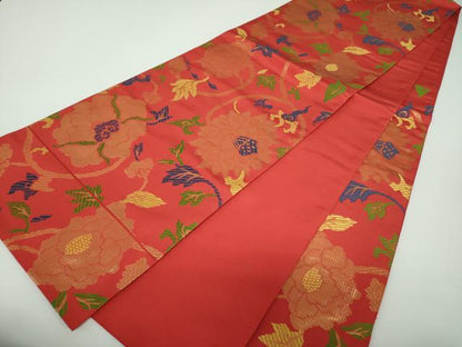 平和屋着物●洛風林 工芸帯地 桝屋高尾 六通柄 本袋帯 牡丹唐草 金糸 正絹 逸品 DABB4534ps