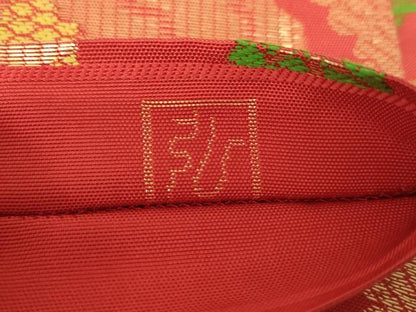 平和屋着物●洛風林 工芸帯地 桝屋高尾 六通柄 本袋帯 牡丹唐草 金糸 正絹 逸品 DABB4534ps