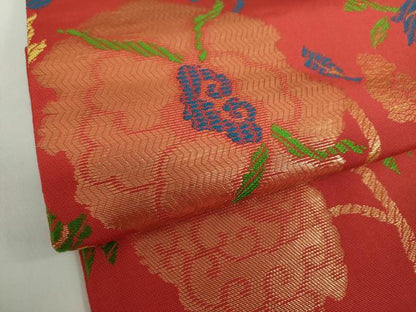 平和屋着物●洛風林 工芸帯地 桝屋高尾 六通柄 本袋帯 牡丹唐草 金糸 正絹 逸品 DABB4534ps