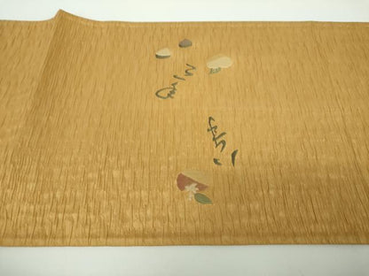 平和屋着物●六通柄袋帯 桃栗三年柿八年 金糸 正絹 逸品 DABB4546ps
