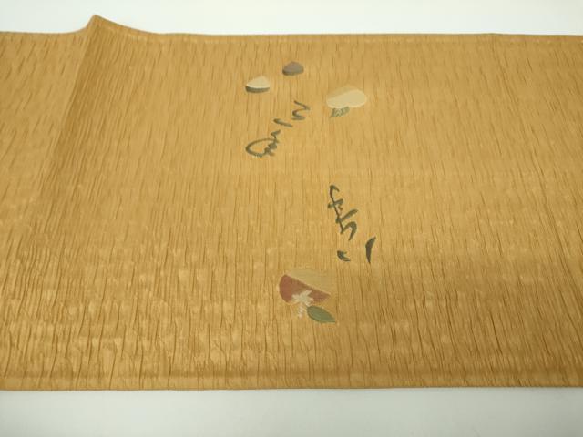 平和屋着物●六通柄袋帯 桃栗三年柿八年 金糸 正絹 逸品 DABB4546ps