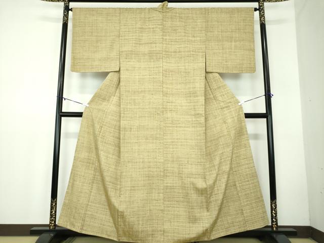 平和屋着物●上質な紬 黄海松茶色 正絹 逸品 DABB4549ps