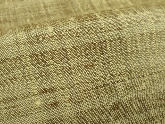 平和屋着物●上質な紬 黄海松茶色 正絹 逸品 DABB4549ps