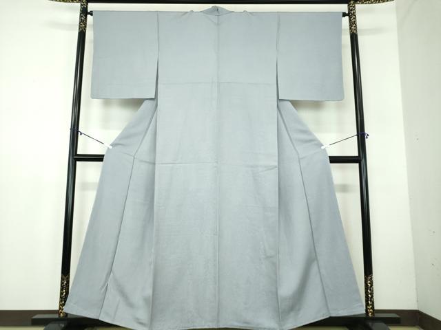 平和屋着物●上質な色無地　吉祥地紋　灰青色　正絹　逸品　未使用　DABB4552ps