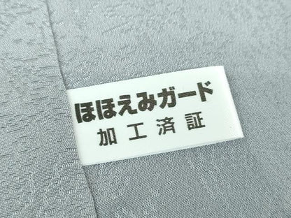 平和屋着物●上質な色無地　吉祥地紋　灰青色　正絹　逸品　未使用　DABB4552ps