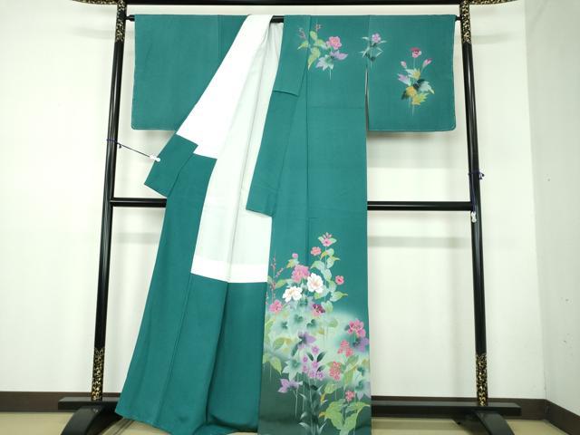 平和屋着物●訪問着 作家物 手描き 草花文 暈し染め 金彩 正絹 逸品 未使用 DABB4555ps