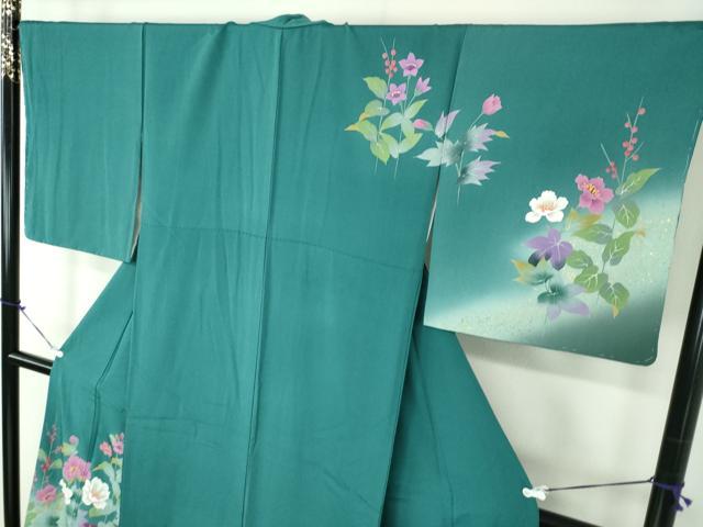 平和屋着物●訪問着 作家物 手描き 草花文 暈し染め 金彩 正絹 逸品 未使用 DABB4555ps