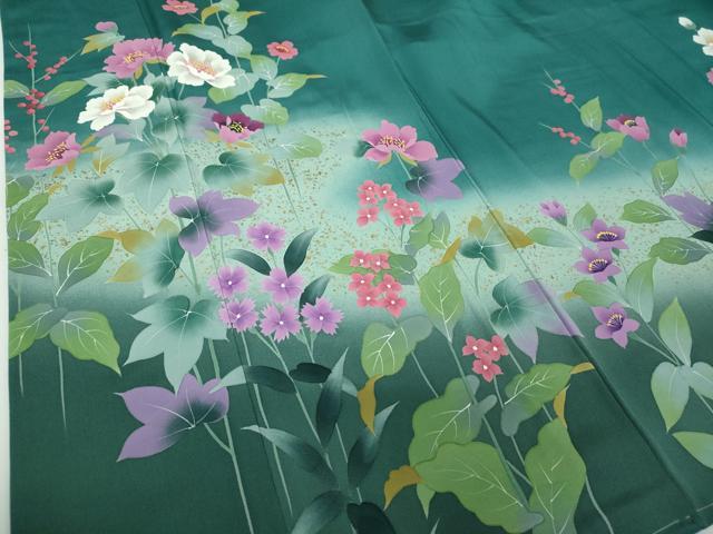 平和屋着物●訪問着 作家物 手描き 草花文 暈し染め 金彩 正絹 逸品 未使用 DABB4555ps