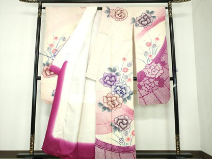 平和屋着物●名門　藤娘きぬたや・総絞り　振袖　吉祥花文　正絹　逸品　DABB4560ps