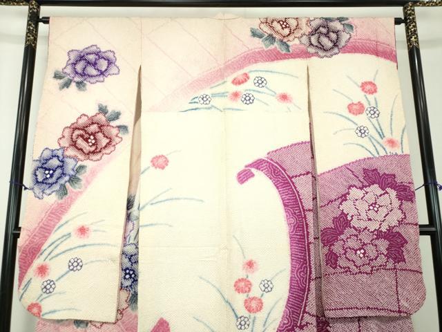 平和屋着物●名門　藤娘きぬたや・総絞り　振袖　吉祥花文　正絹　逸品　DABB4560ps