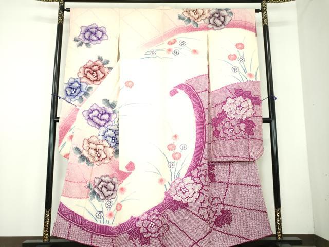 平和屋着物●名門　藤娘きぬたや・総絞り　振袖　吉祥花文　正絹　逸品　DABB4560ps