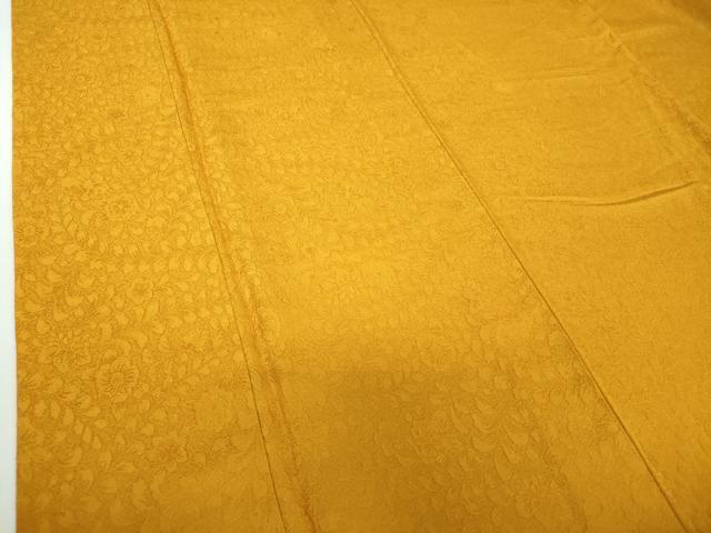 平和屋着物●豪華振袖 辻が花地紋 色無地 山吹茶色 正絹 逸品 DABB4561ps
