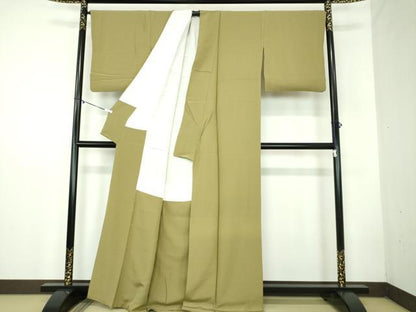 平和屋着物●上質な色無地 根岸色 正絹 逸品 DABB4562ps