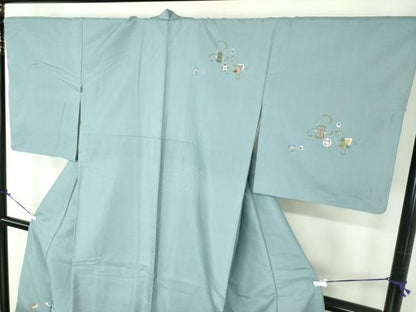 平和屋着物●本場染大島紬 訪問着 作家物 宝尽くし 更紗花文 暈し染め 金彩 正絹 逸品 DABB4564ps