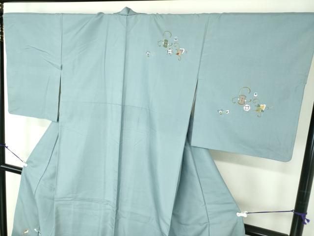 平和屋着物●本場染大島紬 訪問着 作家物 宝尽くし 更紗花文 暈し染め 金彩 正絹 逸品 DABB4564ps