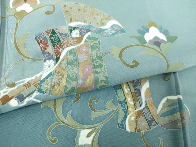 平和屋着物●本場染大島紬 訪問着 作家物 宝尽くし 更紗花文 暈し染め 金彩 正絹 逸品 DABB4564ps