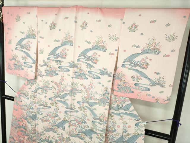 平和屋着物●訪問着 友禅 立波花文 暈し染め 正絹 逸品 DABB4568ps