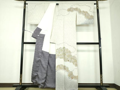 平和屋着物●訪問着 絞り 刺繍 雲取り花文 金彩 鈴乃屋扱い 正絹 逸品 DABB4570ps