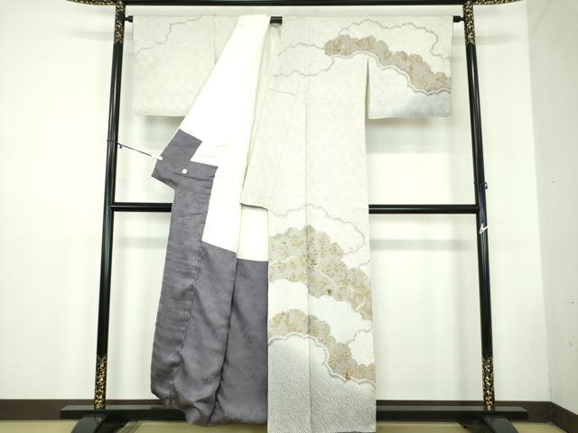 平和屋着物●訪問着 絞り 刺繍 雲取り花文 金彩 鈴乃屋扱い 正絹 逸品 DABB4570ps