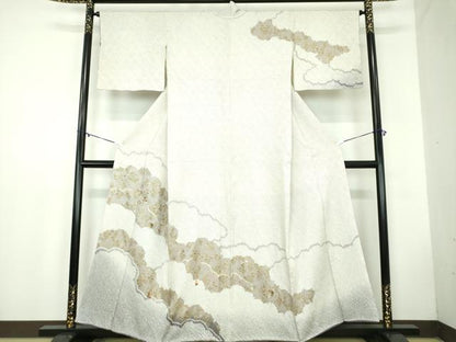 平和屋着物●訪問着 絞り 刺繍 雲取り花文 金彩 鈴乃屋扱い 正絹 逸品 DABB4570ps